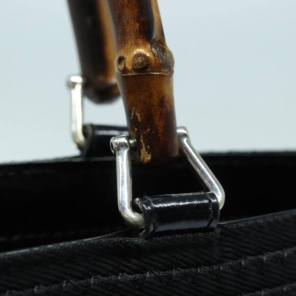 GUCCI Bamboo Hand Bag Canvas Black Gold 000 1998 000 1998 - Picture 15 of 16